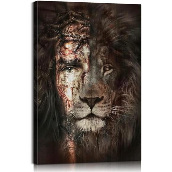 Jesus Poster Jesus and Lion Picture Jesus Christ Jesus Lion Canvas (16''Wx24''H) - Picture 1 of 6